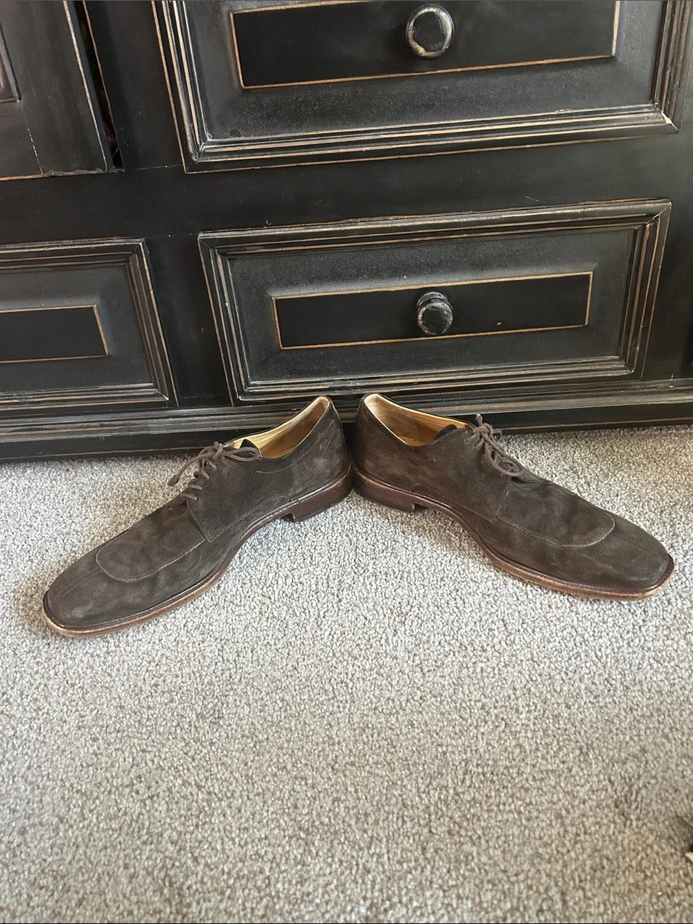 SALVATORE FERRAGAMO Brown Suede Lace-Up Dress Shoes